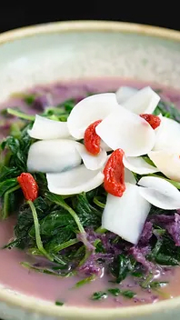 Baby Vegetable with Purple Potato Broth