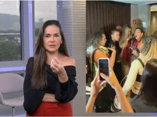Isabele Benito afirma na TV que idoso jogou spray em Benny Briolly, mas vídeos do tumulto desmentem a versão e mostram que gás partiu de manifestante trans