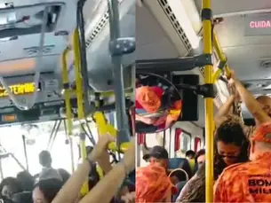 Vídeo: Ônibus lotado em Niterói faz passageira desmaiar devido ao calor