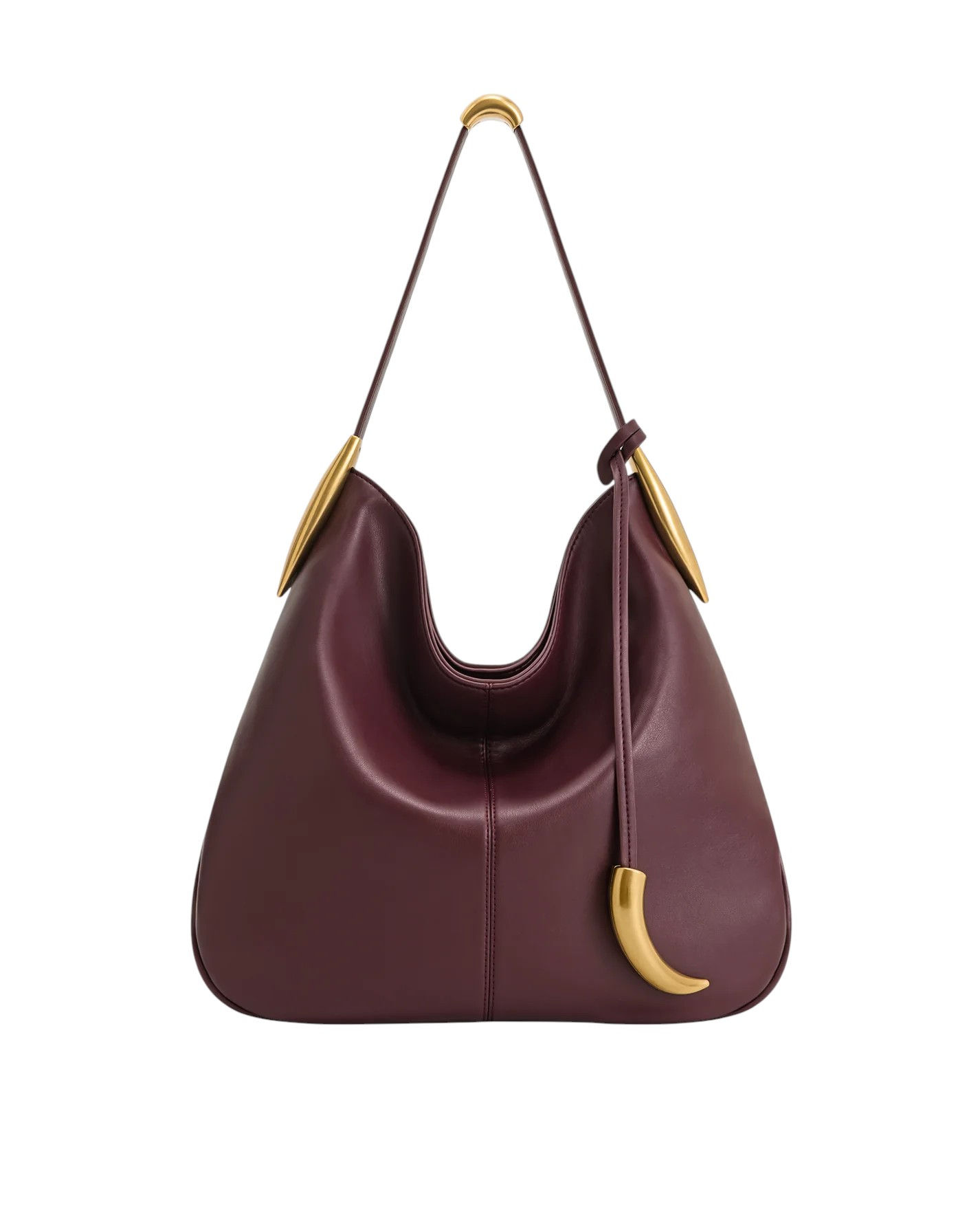 Nina Metal Charm Hobo Bag - Burgundy