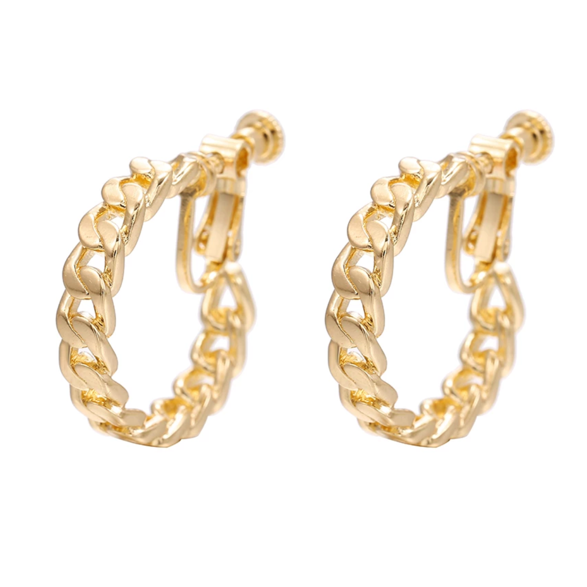 Gold Chain Look Hoop Earrings
