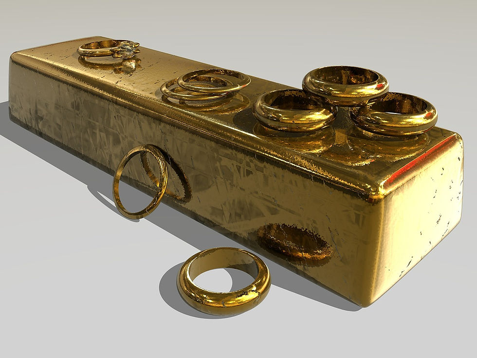 Gold Bullion Bar and Gold Rings