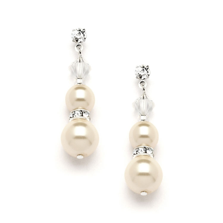 Honey ivory double pearl drop earrings