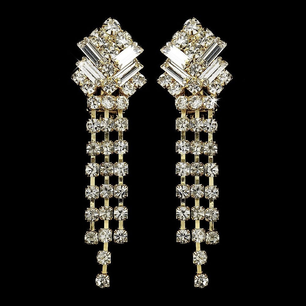 Screw back gold clip-on rhinestone earrings