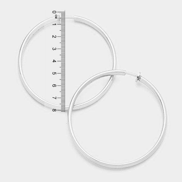 8cm silver tone clip on hoops