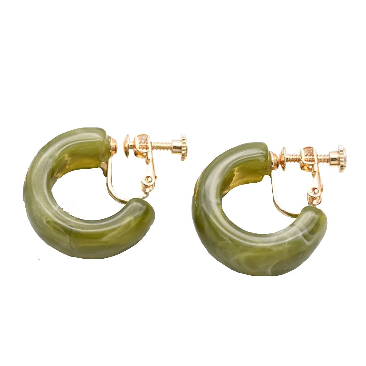 Acrylic Jade Retro Demi Hoops