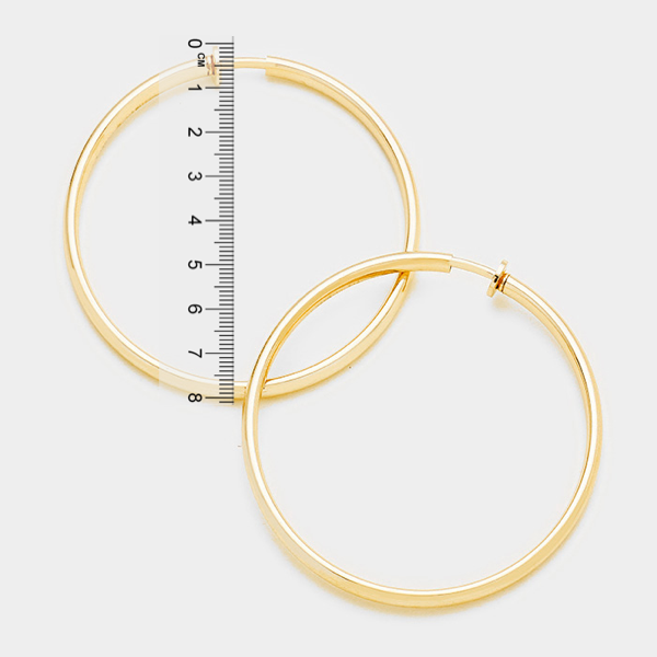 8cm plain gold clip on hoops for non pierced ears