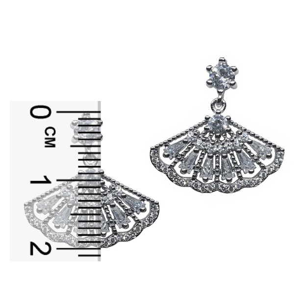 Thumbnail: 2cm Dainty Crystal Fan Clip Earrings