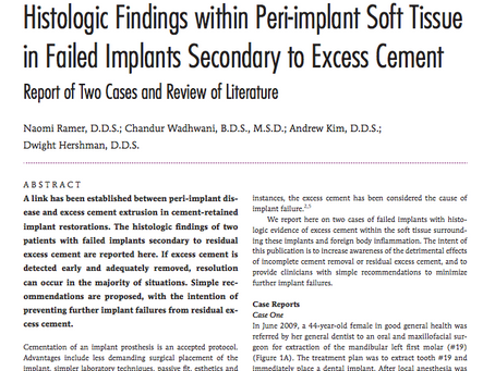 Histologic Findings within Peri-Implant Soft Tissue in Failed Implants