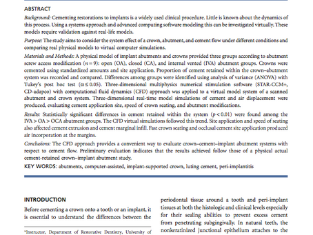 Dynamics of Cementing an Implant Crown