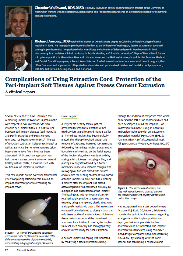 Clinical Report: Complications of Using Retraction Cord