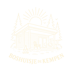 Het lichte (witte) logo van Boshuisje de Kempen - ga naar Home-pagina