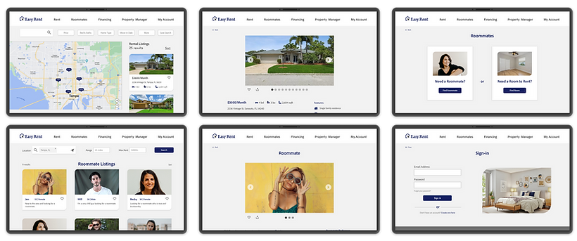Easy Rent high fidelity mockup desktop