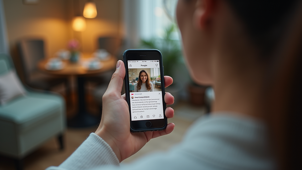 Eye-level view of a smartphone displaying a well-crafted online dating profile
