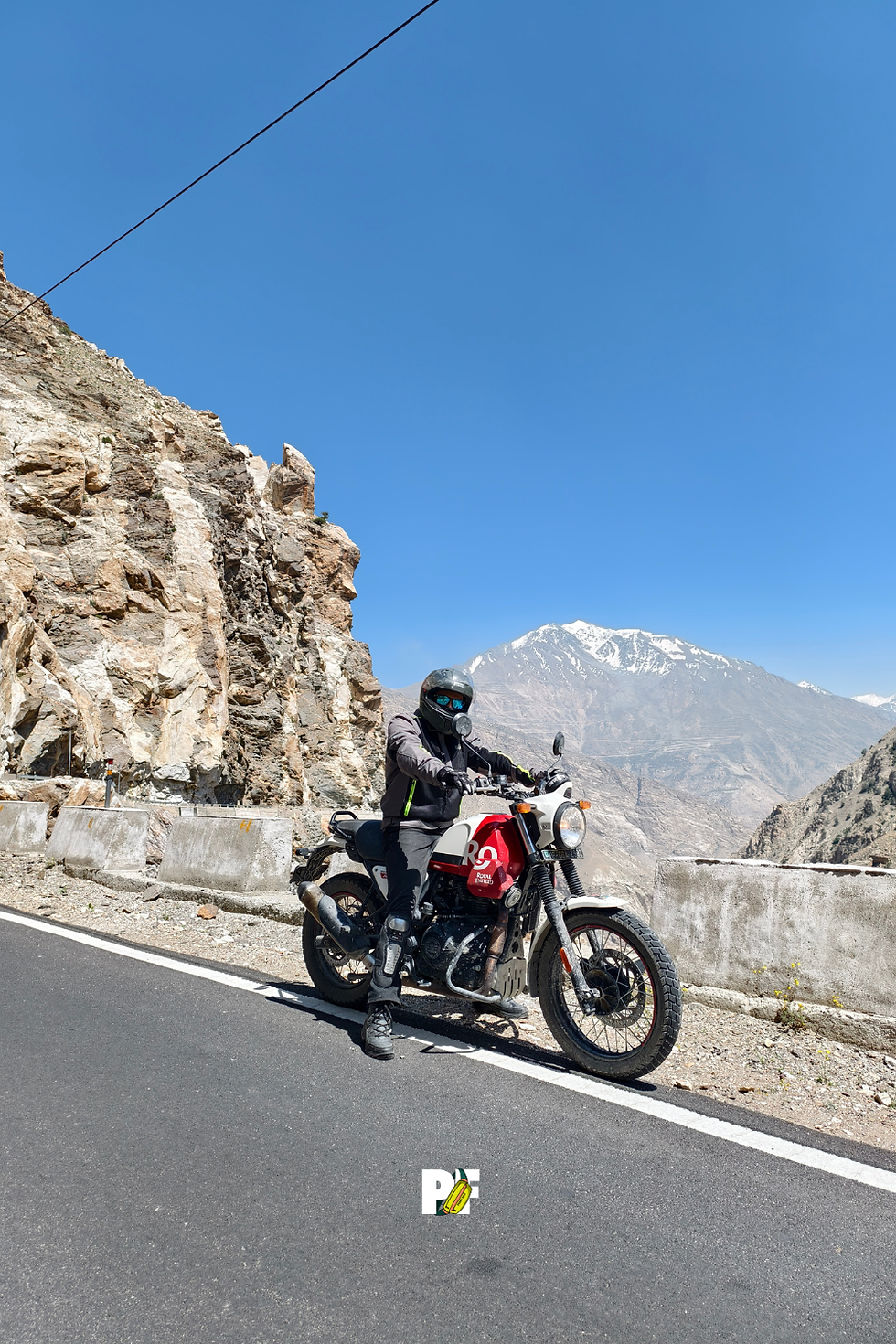 A solo bike rider posting during Panny Fack India's Spiti Bike expedition