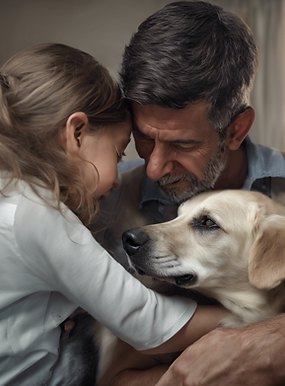 dog with his family