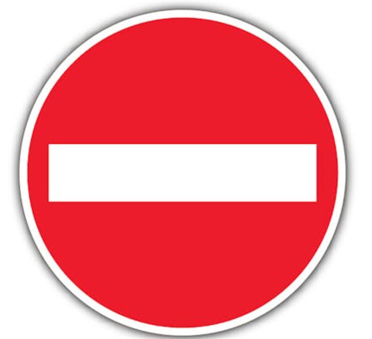 Red and white no entry sign. Contains a white horizontal bar.