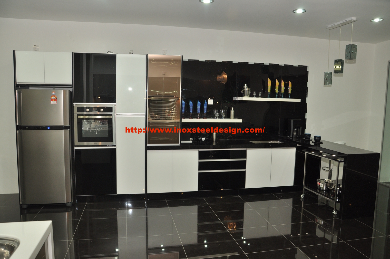 Stainless Steel Kitchen Cabinet Puchong glass door granite table top and 0 6mm stainless steel body cabinet puchong