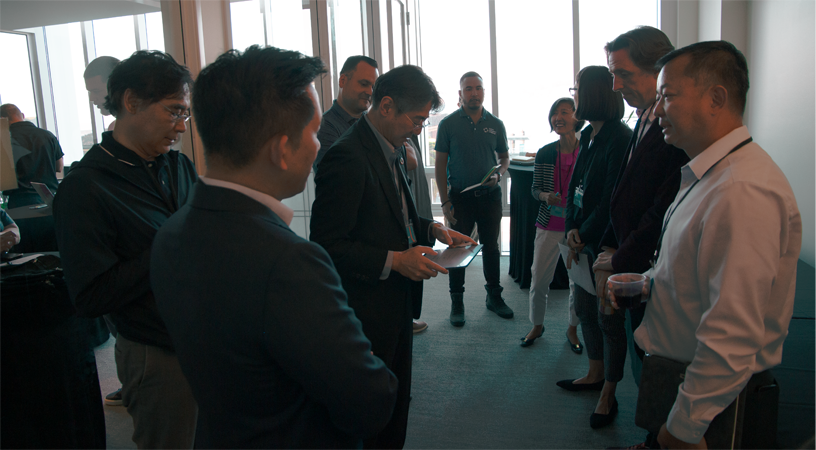 Judges deliberating at the Epson Innovation Challenge