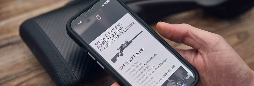 Smartphone shows the ballistic data and functions of a Blaser optic.