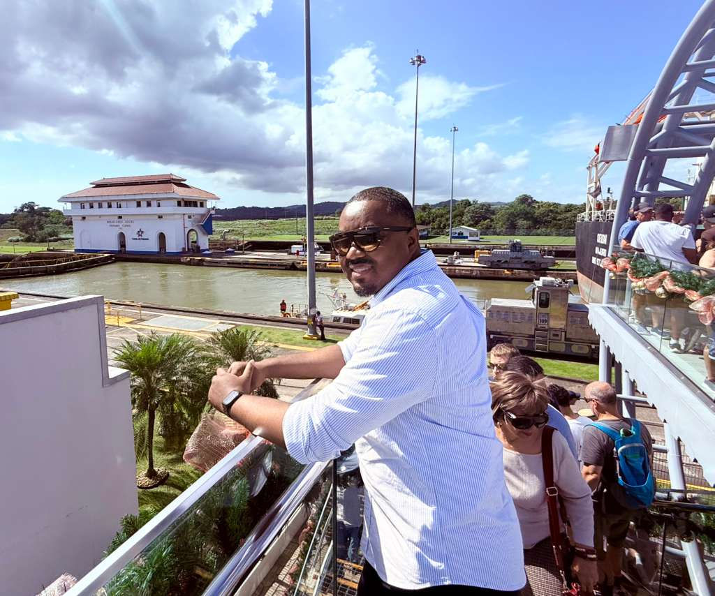 Visitor enjoying the view at the French Plaza