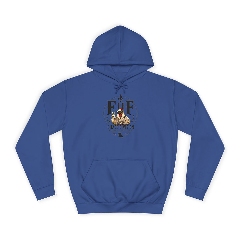 Thumbnail: College Hoodie — Fleur-de-Lis Crest with 'Chaos Division' Vintage Emblem