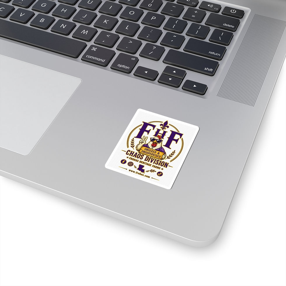 Thumbnail: Chaos Division Chicken Logo Sticker — Frohas Heritage Farms Kiss-Cut Decal
