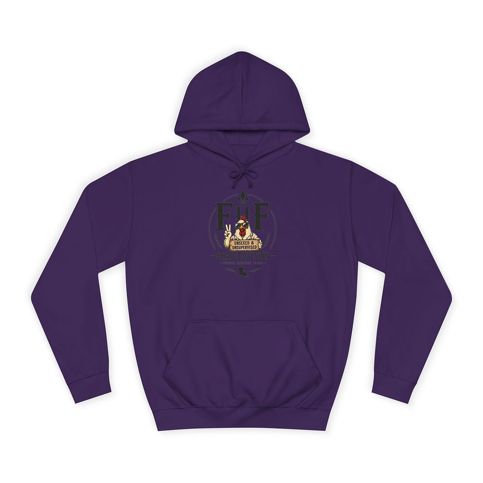 Thumbnail: College Hoodie — Fleur-de-Lis Crest with 'Chaos Division' Vintage Emblem