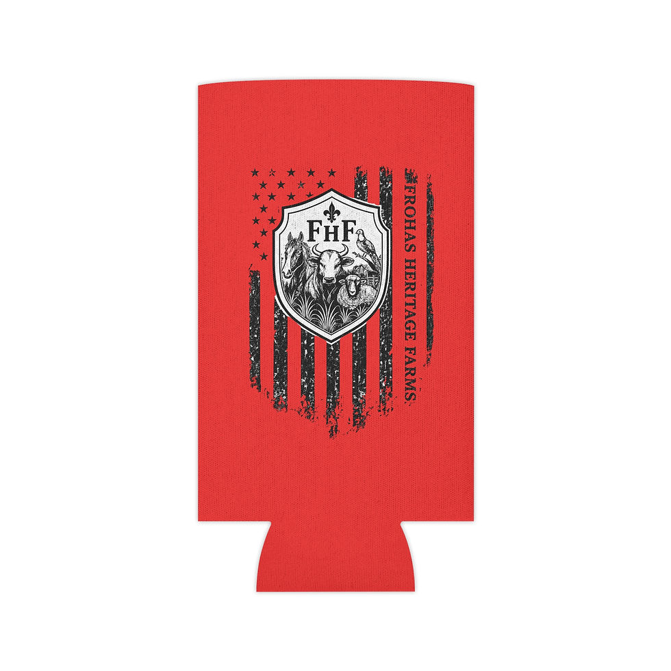 Thumbnail: Can Cooler — Vintage American Farm Shield Design (FHF: Frohas Heritage Farms)