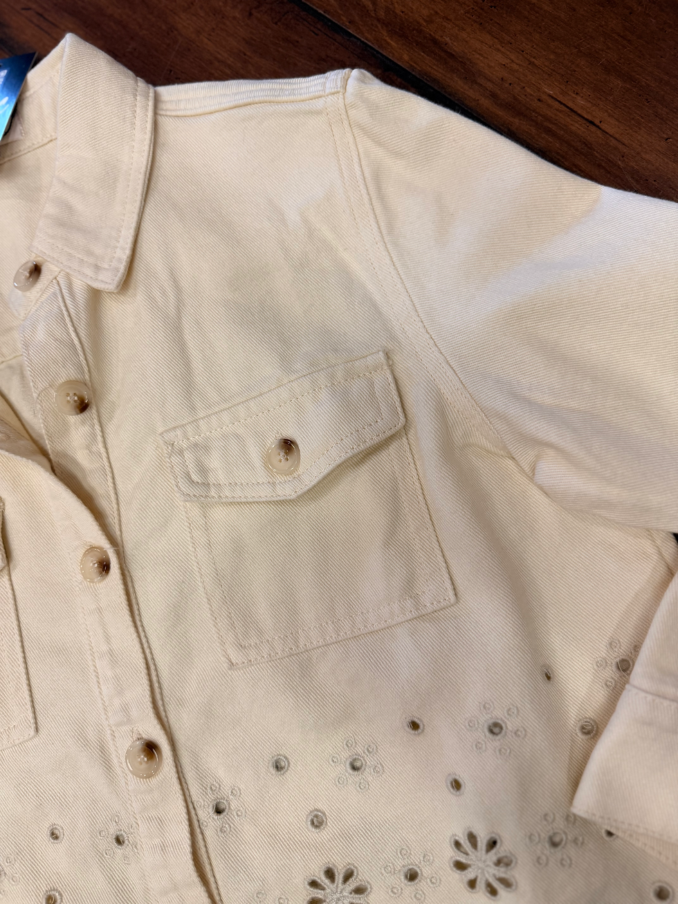Thumbnail: Eyelet Embroidered Denim Twill Jacket