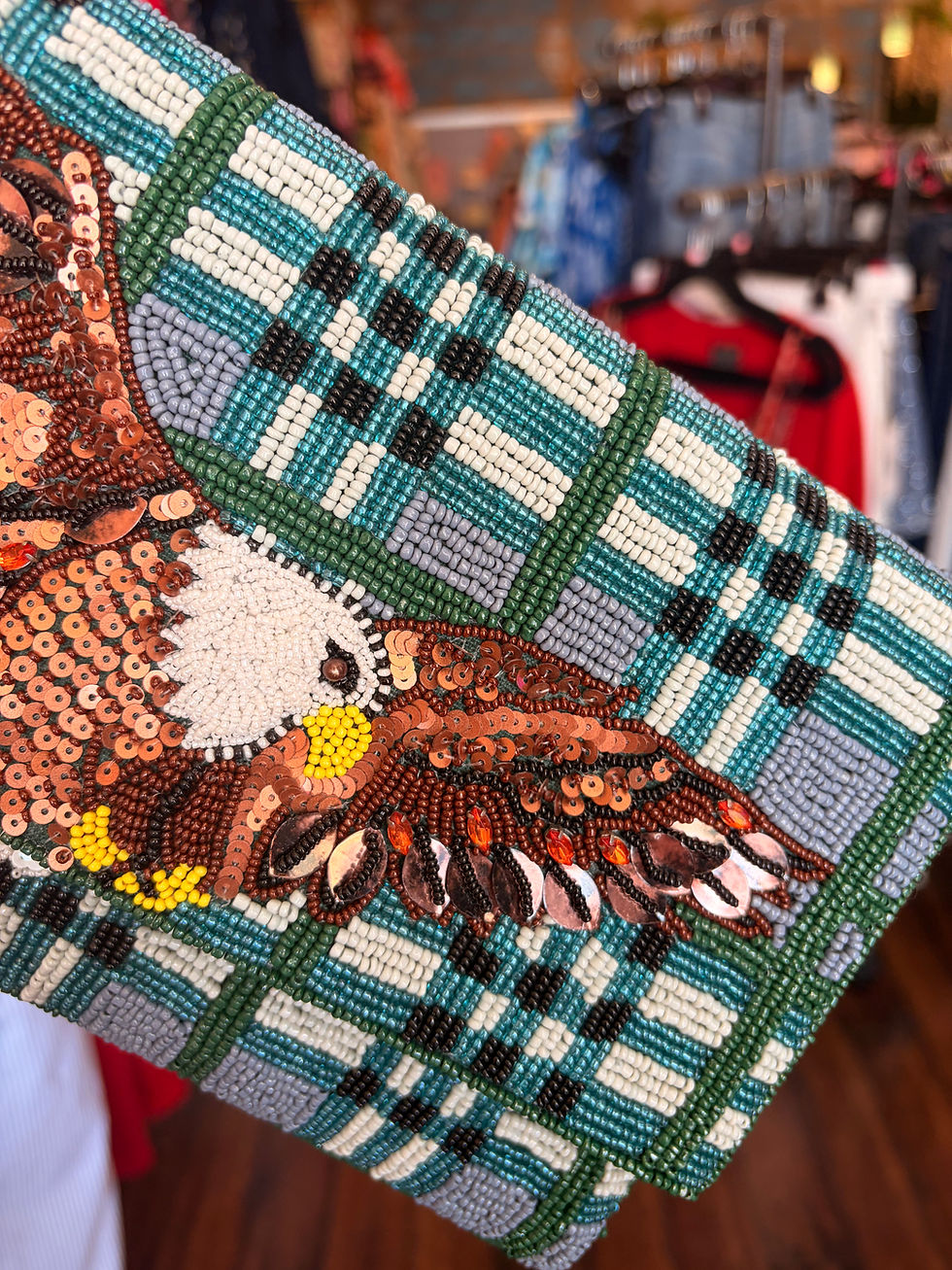 Thumbnail: Beaded Eagle Crossbody Clutch