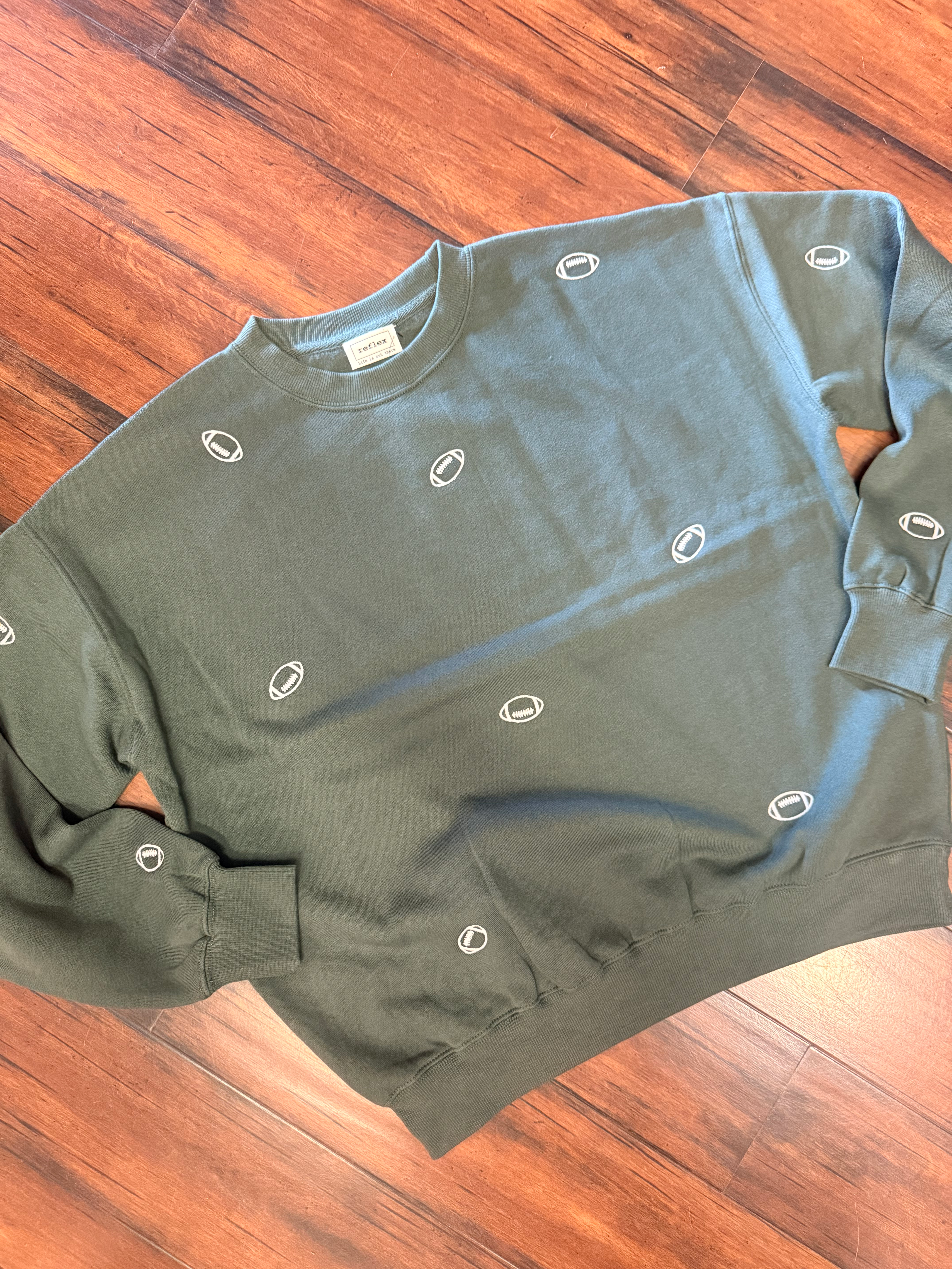 Football Embroidered Crewneck