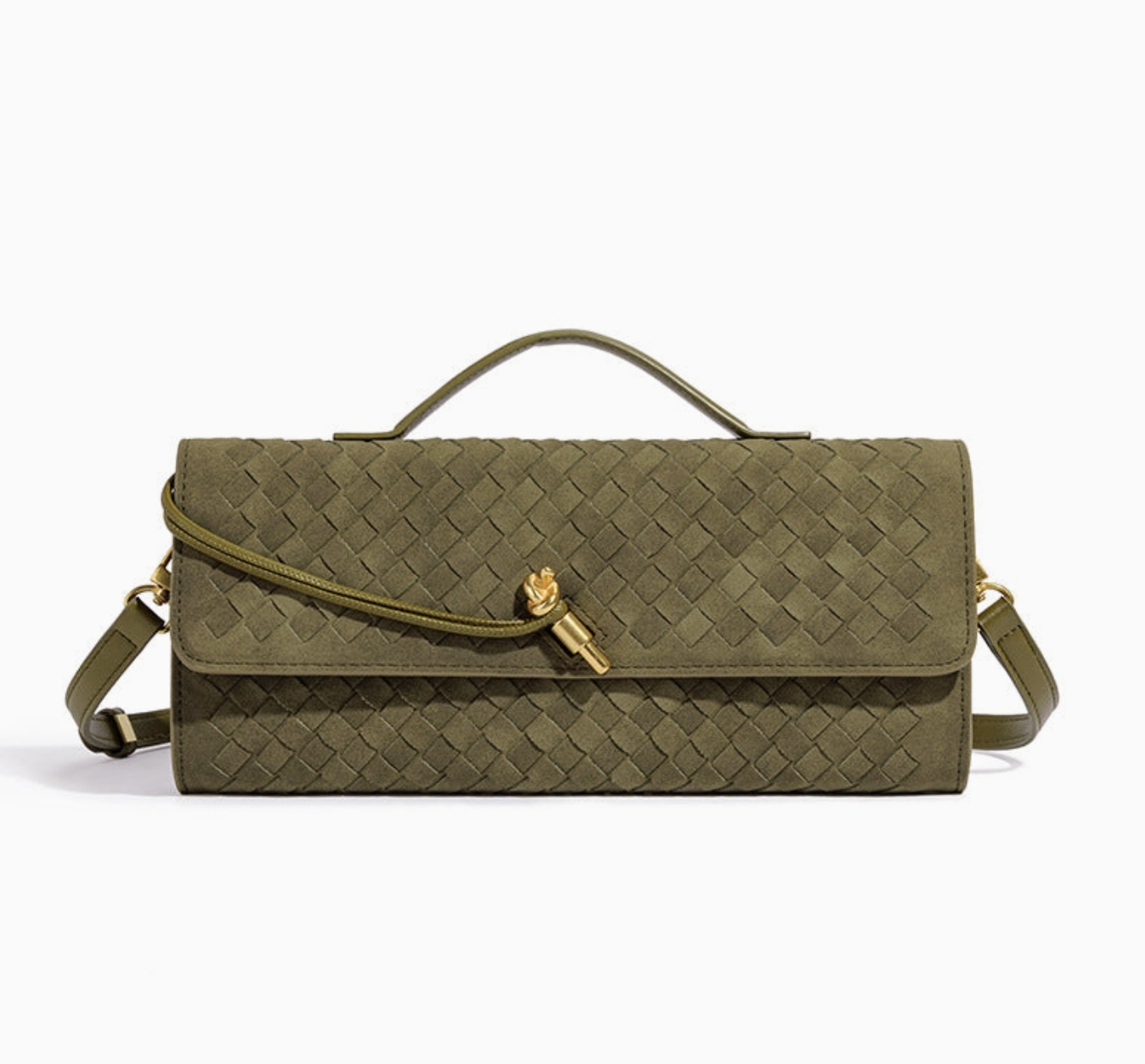 Olive Woven Suede Icon Bag