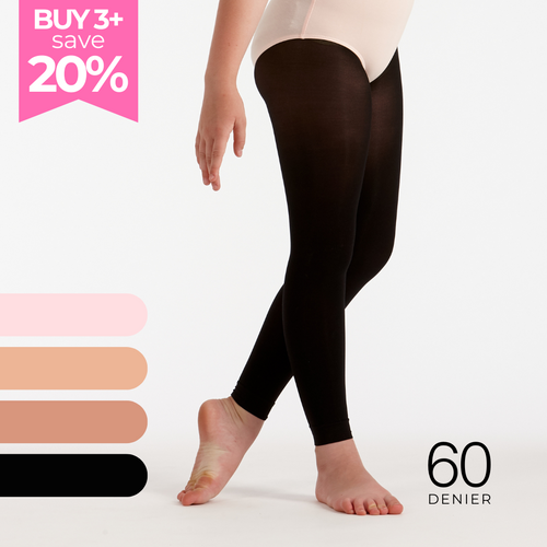 Kids Intermediate Footless Dance Tights Silky Dance