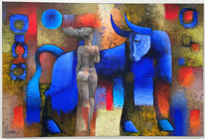 knupp gallery fabricio lara painting woman and a bull.jpeg