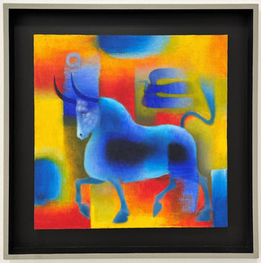knupp gallery fabricio lara painting blue bull with a yellow background.jpeg