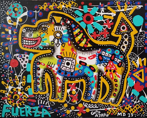 tribal paintings by Bolivian artist Guto Ajayu