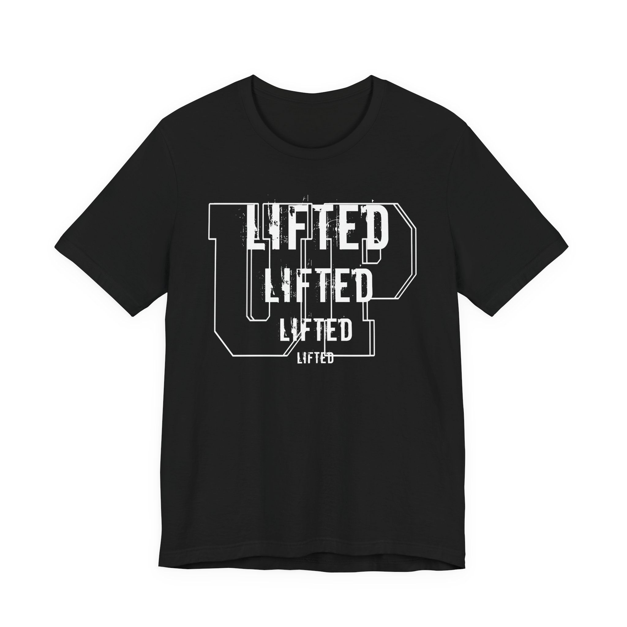Lifted UP Graphic Tee — Distressed College-Style 'Lifted' Print