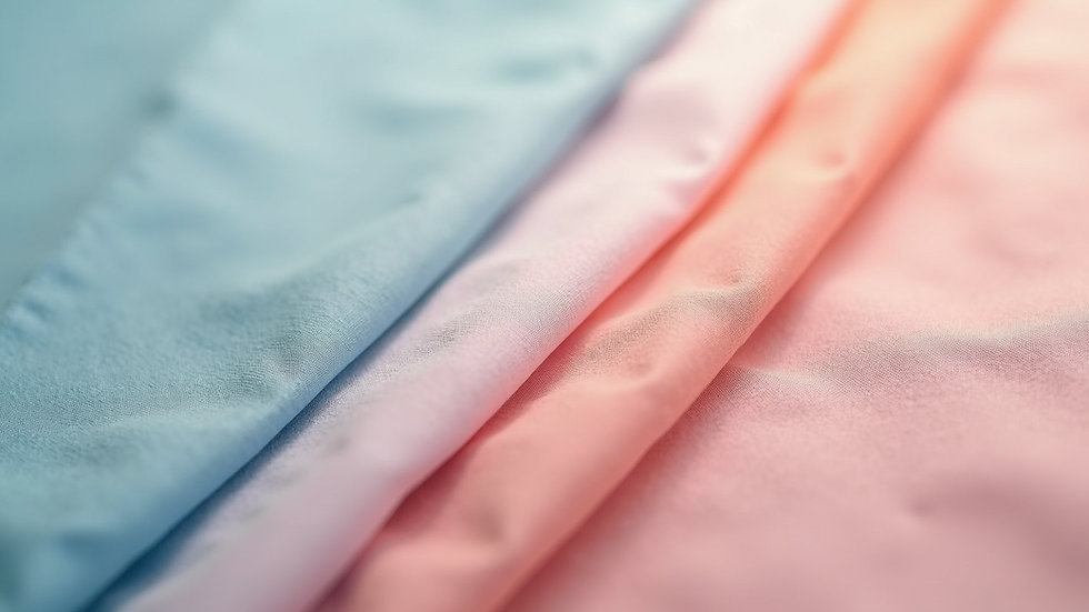High angle view of pastel colored fabric swatches