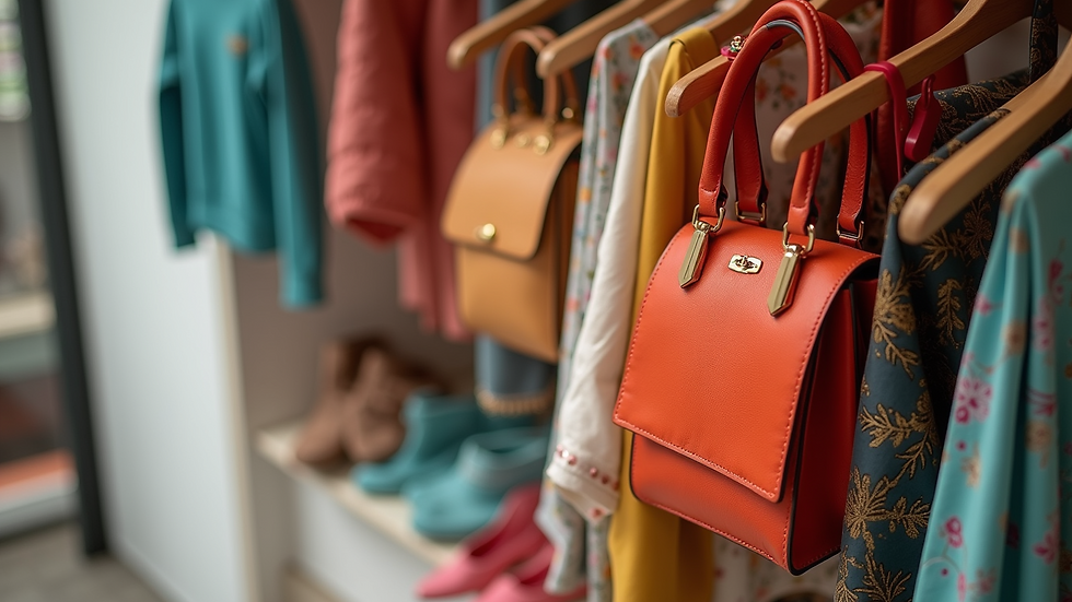 High angle view of vibrant and stylish boutique accessories