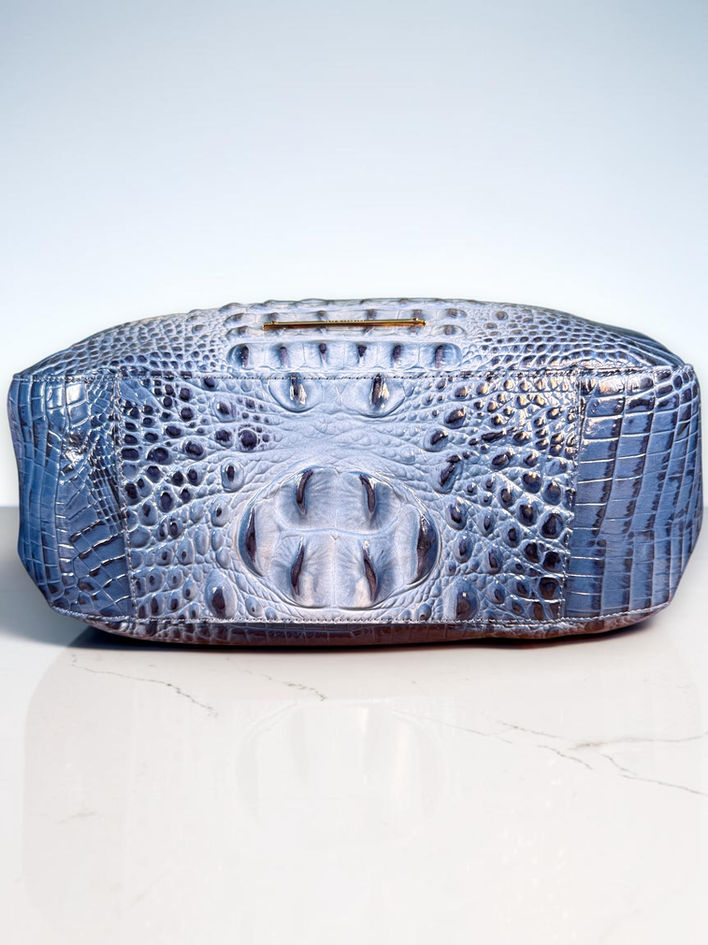 Brahmin Marianna Cerulean Melbourne croc-embossed leather bottom.