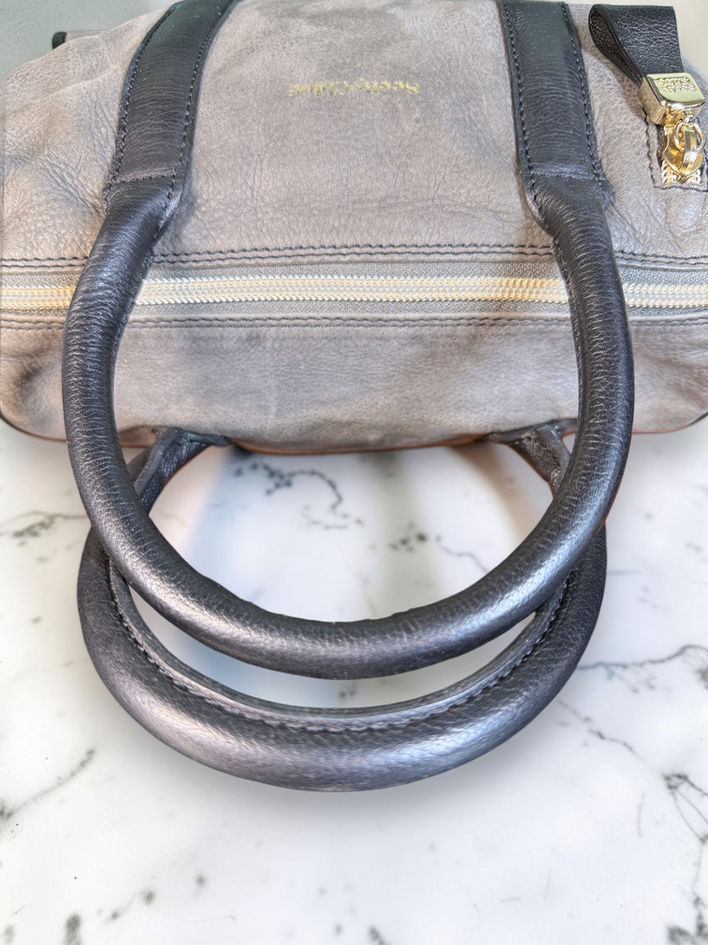See by Chloé Harriet rolled black leather top handles and top zipper view