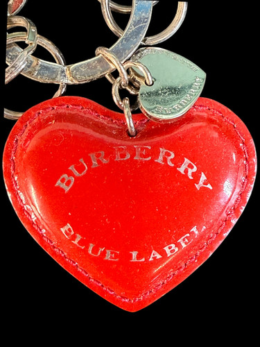 Burberry Blue Label Vintage Y2K Leather Heart Key Holder Bag Charm