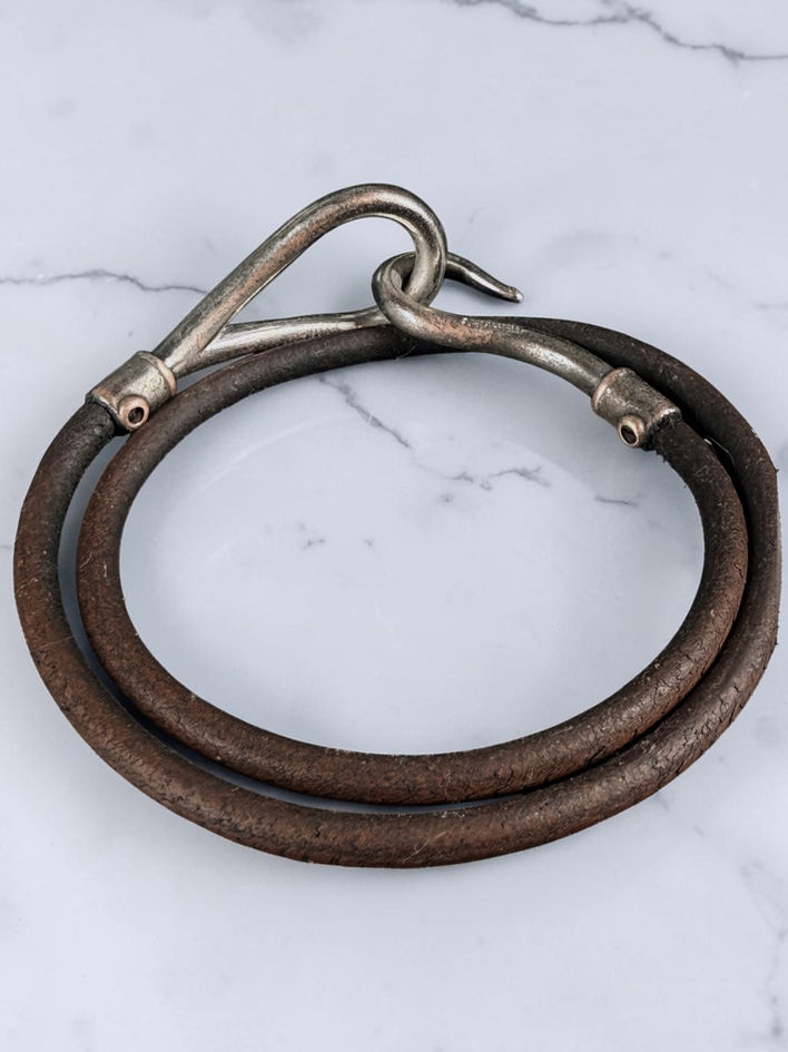 Hermès Jumbo Double Tour brown leather bracelet full double-wrap view