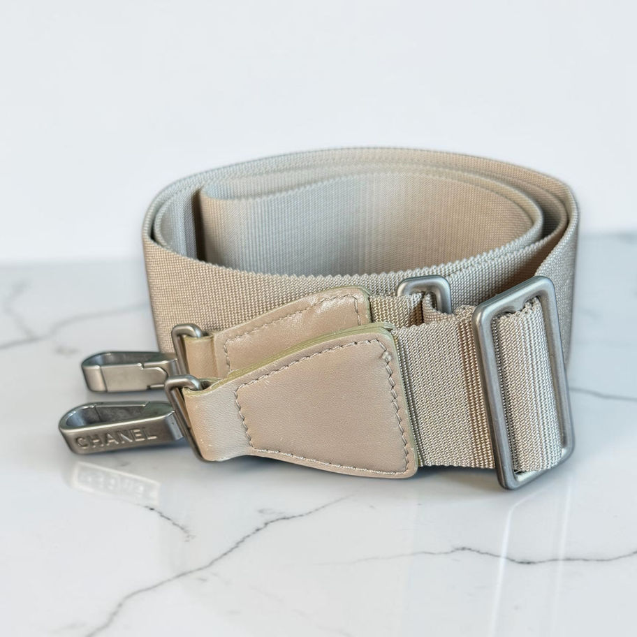 Chanel New Travel Line removable adjustable beige nylon shoulder and crossbody strap