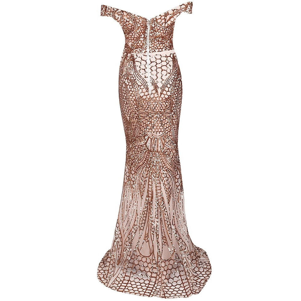 Thumbnail: Gold Off Shoulder Evening Gown