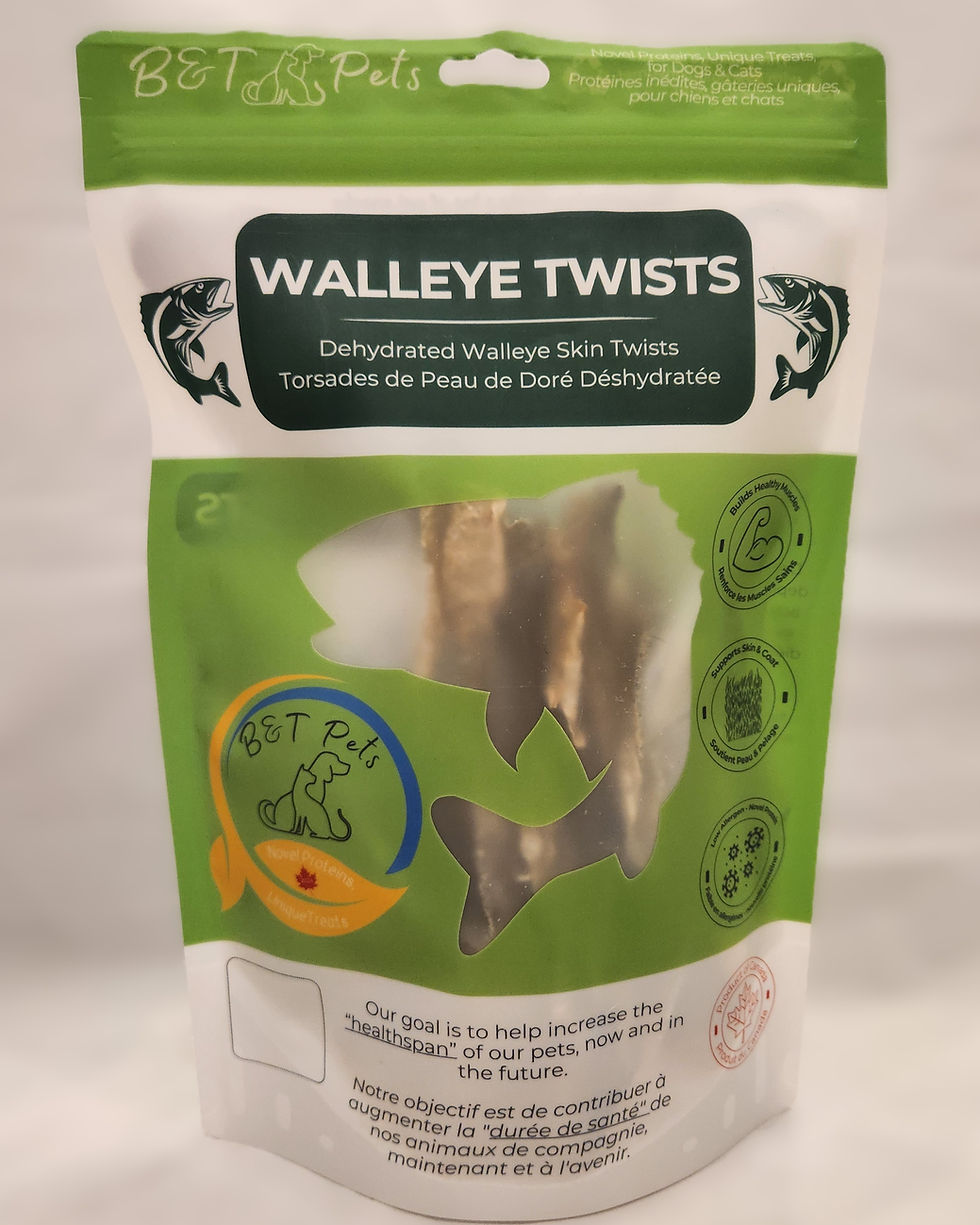 Thumbnail: Walleye Twists (Dehydrated Walleye Skins; 15g ; 75g)