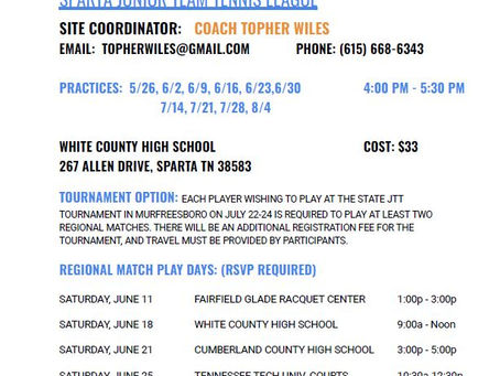 Summer Junior Team Tennis is HERE in Sparta!