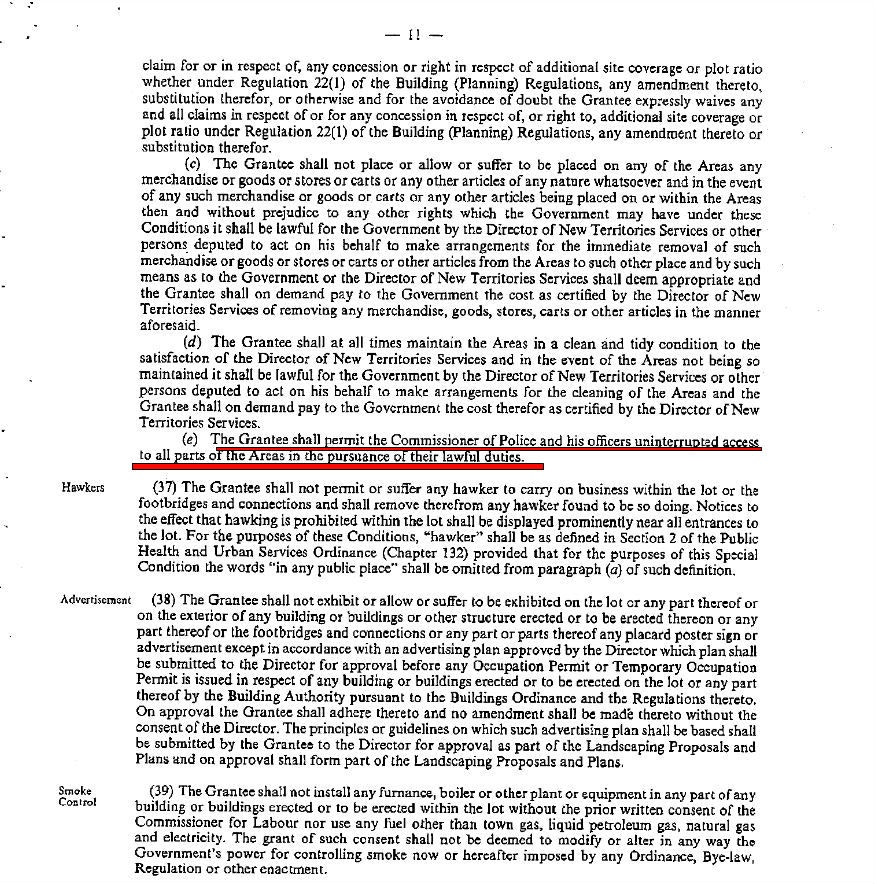 Fig.4 FILE PHOTO: Title deed of NEW TOWN PLAZA in which clearly states the uninterrupted access of police to its property. Image: HK01