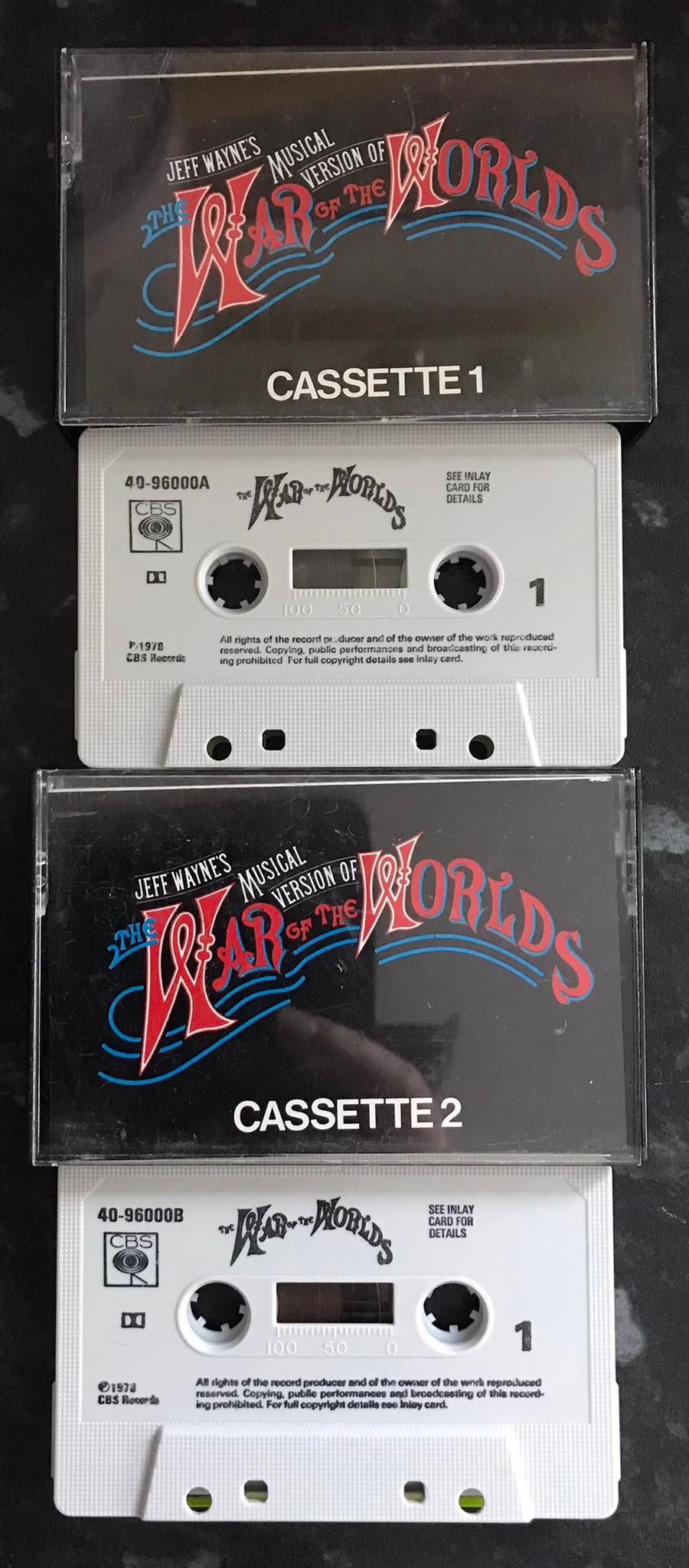 Jeff Wayne's Musical Version of War of the Worlds, Double Album, CBS, 40-96000A, 40-96000B, Richard Burton, Vintage Cassette
